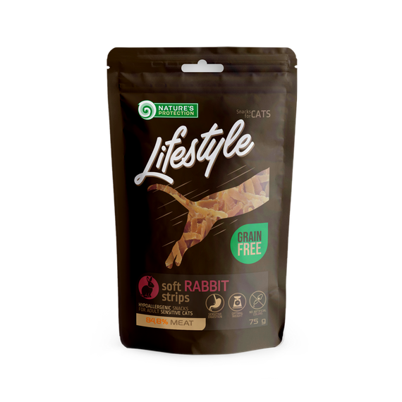 Лакомства для котов Nature's Protection Lifestyle Snack For Cats Soft Rabbit Strips с кроликом 75 гр | Зображення 1