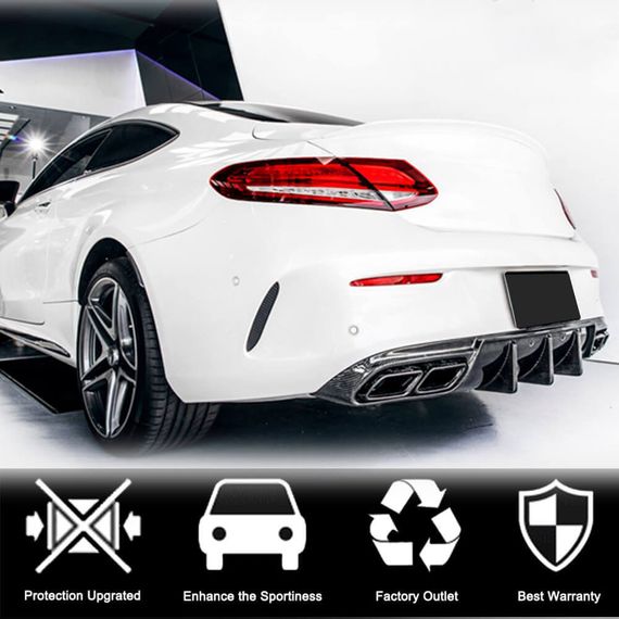 Диффузор заднего бампера V1 для Купе/Кабриолет C63 AMG 2015-2019 Карбон для Mercedes C-сlass W205 | Зображення 5
