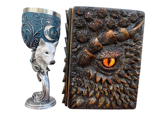 Подарунковий набір Келих 3D Вовк і Блокнот 3D «Жар Серця Дракона»