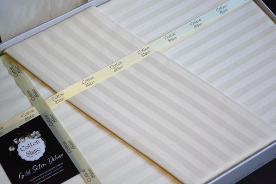 Постільна білизна Cotton Shine Stripe Satin 200х220 Krem | Зображення 1