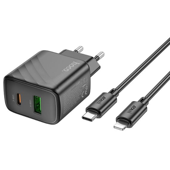 Сетевое Зарядное Устройство Hoco CS23A 1USB/1USB-C PD/QC 30W+Type-C to Lightning | Зображення 4