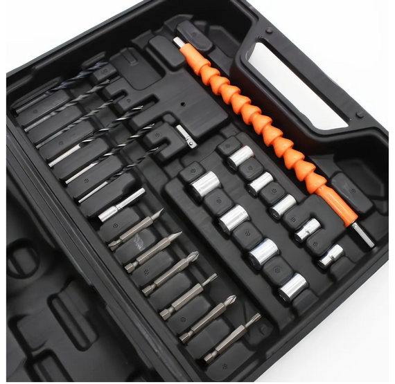 Набір шурупокрут акумуляторний із насадками screw driver sets yellow 12v Повний комплект у валізі! | Зображення 6