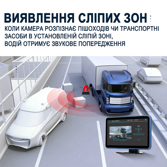Парковочный комплекс для грузовых автомобилей с круговым обзором Podofo A3696, монитор 10.1" дюймов + 5 камер заднего вида, с видеорегистратором, 1080P | Зображення 6