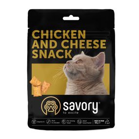 Хрустящие лакомства Savory Cats Snacks Pillows Gourmand with Chicken and Cheese для для взрослых привередливых котов, подушечки с курицей и сыром, 180 г