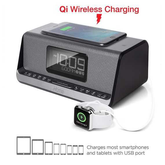 Акустична док-станція iHome IBN350G, Qi Wireless Charging, BT, NFC, USB, Aux Mic (IBN350V2G) | Зображення 5