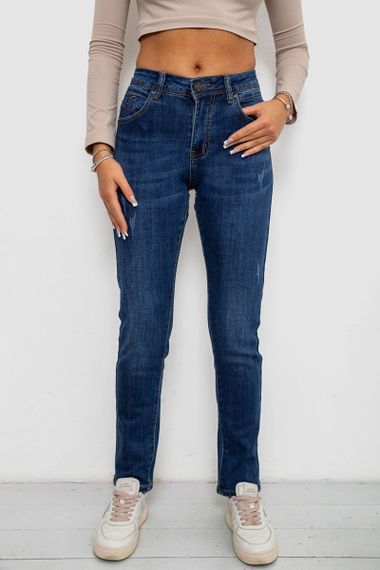 Джинсы женские на флисе, цвет синий, 244RVE951