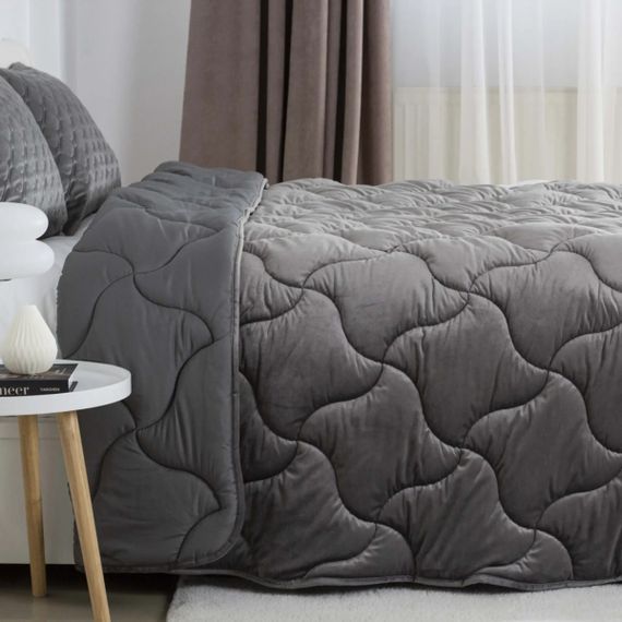 Одеяло полуторное ТЕП VELOUR 1-04870_34535 150х210 см темно-серое | Зображення 1
