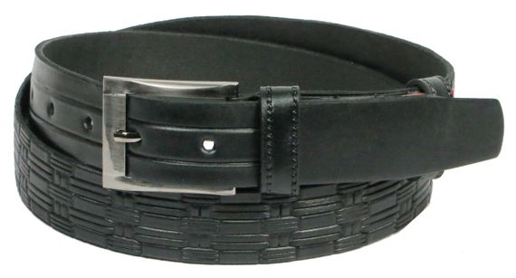 Мужской кожаный ремень под брюки Skipper 11128 черный 3.5 см