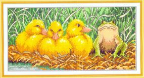 Набір для вишивання за нанесеною на канву схемою "Frog and Little Duck".AIDA 14CT printed, 33*18 см