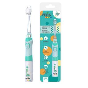 Дитяча електрична звукова зубна щітка Vega Kids VK-400B LIGHT-UP (блакитна), від 5 до 12 років