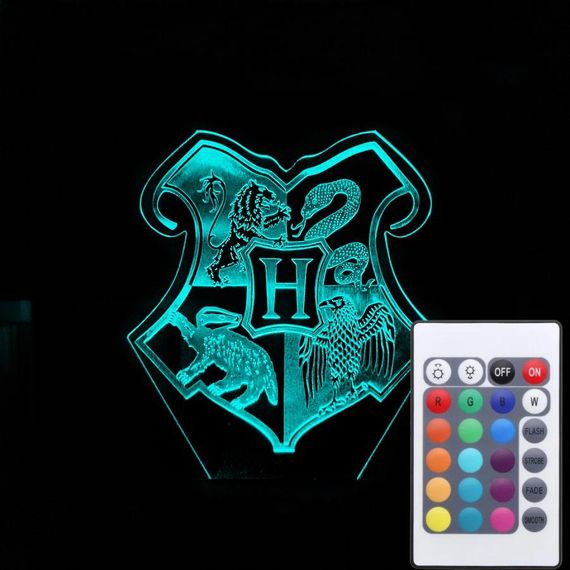Акриловий світильник-нічник з пультом 16 кольорів Hogwarts School tty-n002079