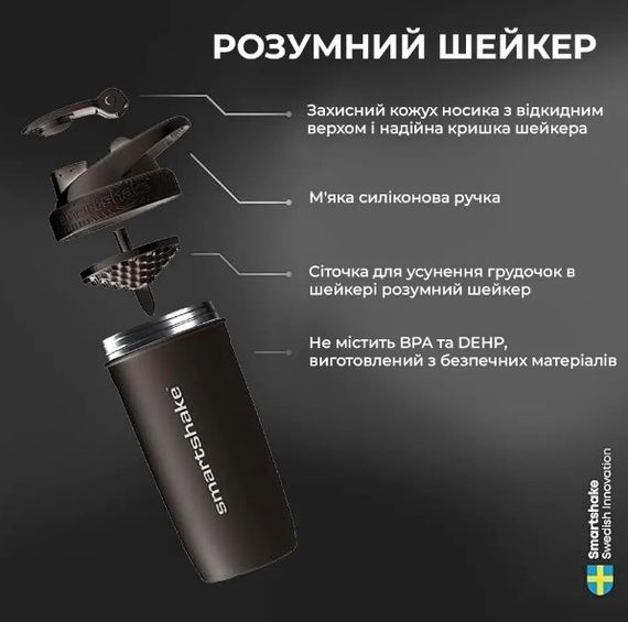 Шейкер спортивний SmartShake металевий Reforce Stainless Steel 30oz/900 мл Navy Blue (11153101) | Зображення 1