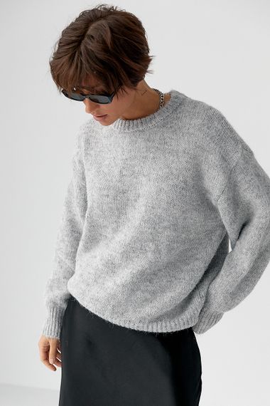 В'язаний светр вільного крою - сірий цвет, ONE SIZE (є розміри)