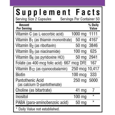 Витамин Bluebonnet Nutrition Стресс В-Комплекс 100, 100 гелевых капсул (BLB-00424) - Топ Продаж! | Зображення 1
