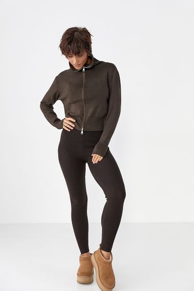 Жіночі трикотажні лосини - коричневий цвет, ONE SIZE (є розміри) | Зображення 2