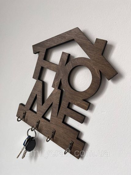 Ключниця настінна вертикальна Home (Будинок) венге на 4 гачки, вішалка тримач для ключів у передпокій з дерева | Зображення 5