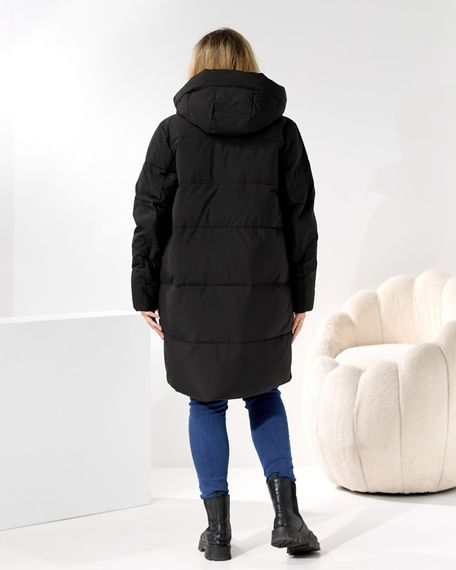 Чорна батальна куртка на зиму з накладною кишенею для телефону | Зображення 7