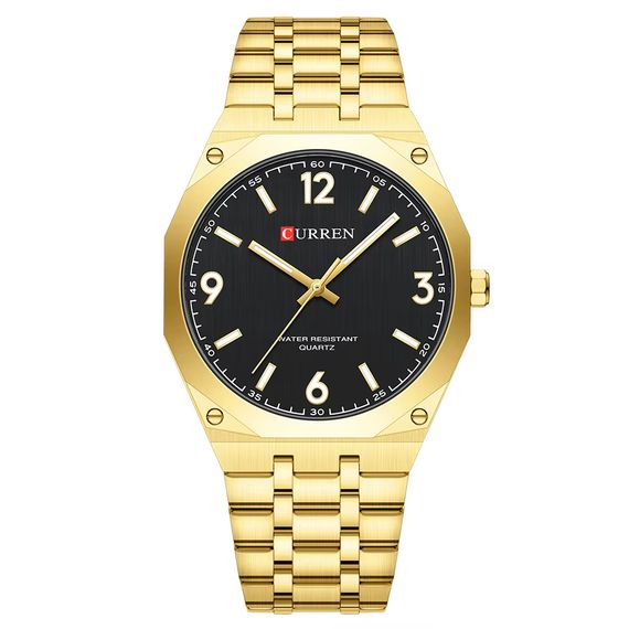Чоловічий наручний годинник Curren 8504 Gold-Black у класичному стилі з золотистим корпусом