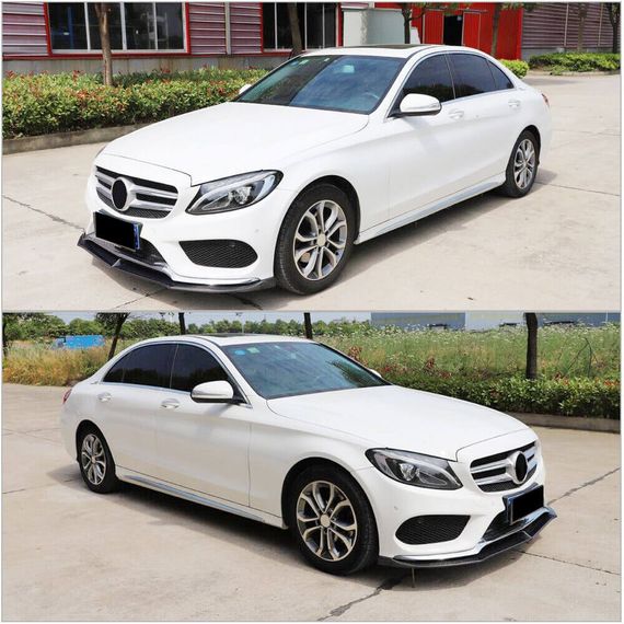 Накладка на передній бампер Lip V6 (для C43 AMG 2015-2019, Карбон) для Mercedes C-сlass W205 рр | Зображення 2