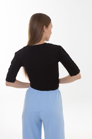 Кроп топ 4Profi  з коротким рукавом зі швами назовні чорний размер S 26141 | Зображення 2