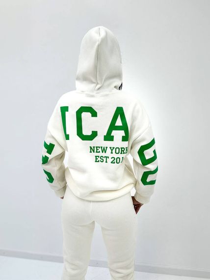 Женский модный спортивный костюм на флисе GF08566 цвет молочный, размер 42/44 | Зображення 2