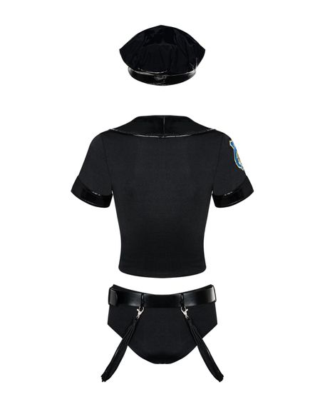 Еротичний костюм поліцейського Obsessive Police set S/M, black, топ, шорти, кепка, пояс, портупея | Зображення 3