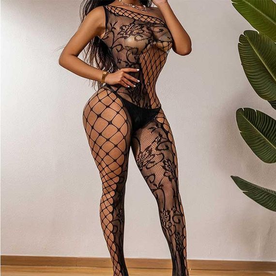 Соблазнительный БодиСтокинг через плечо - S/M/L – Эротическое бельё