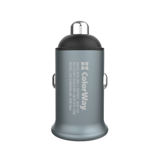 Автомобільний зарядний пристрій ColorWay CW-CHA036Q-GR 2USB 3,0A 36W QC сірий | Зображення 5