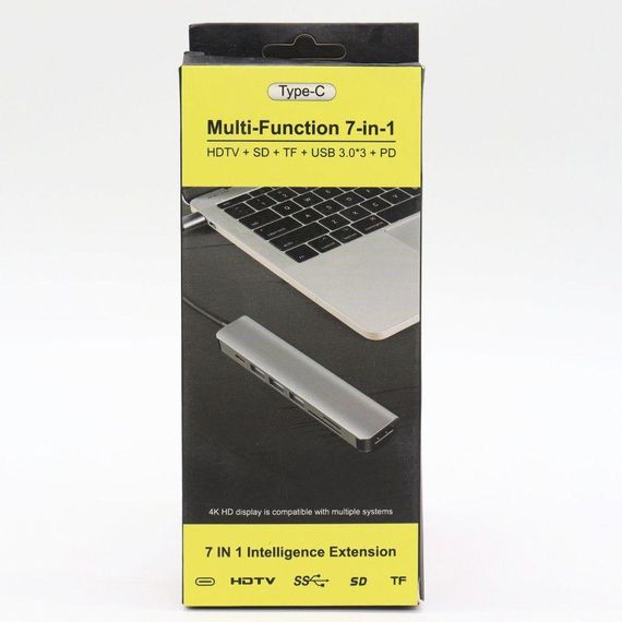 USB хаб концентратор 7в1 (Type-C to HDMI+SD+TF+3хUSB +PD) / Багатопортовий розгалужувач USB | Зображення 8