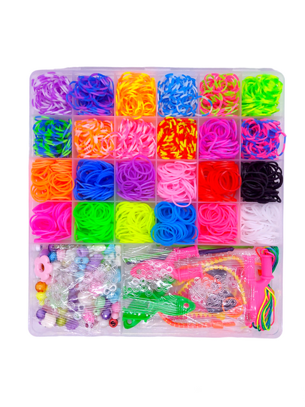 Набор резинок для плетения браслетов Loom Bands 1500 шт 2 яруса кейс с бисером бусинами и аксессуарами | Зображення 3