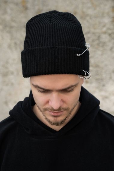 Подовжена трикотажна шапка Біні Докер Without Dominic Destroyed Black | Зображення 1