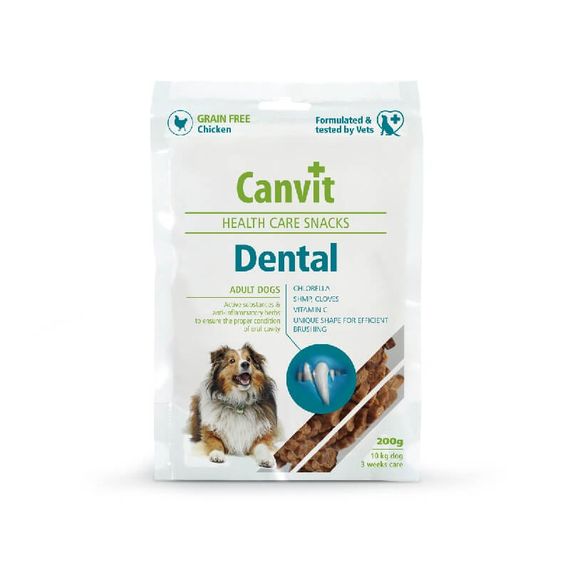 Canvit Dental ласощі для собак для здоров'я зубів з куркою, 200 гр