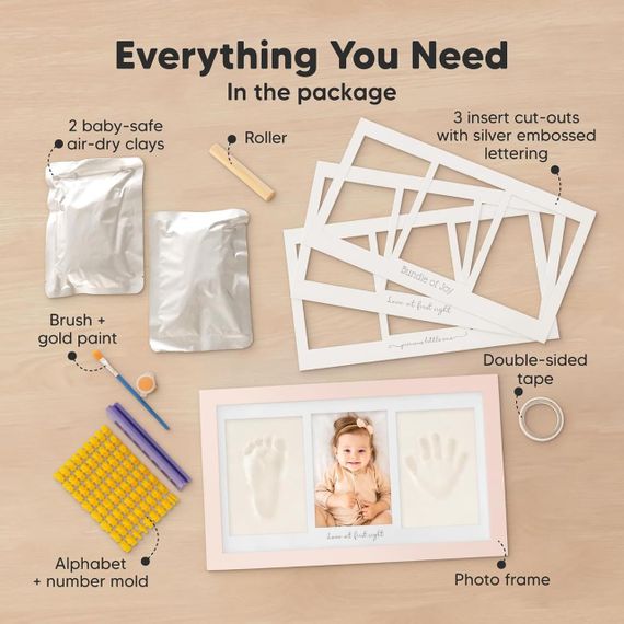Набір для відбитків ручки та ніжки немовляти KeaBabies, рамка для дитячого фото з відбитками, комплект для гіпсового зліпку | Зображення 1