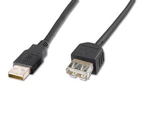 Кабель ASSMANN USB 2.0 (AM/AF) 1.8m, black (AK-300200-018-S)