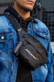 Сумка бананка барсетка через плече Without з принтом McLaren Black