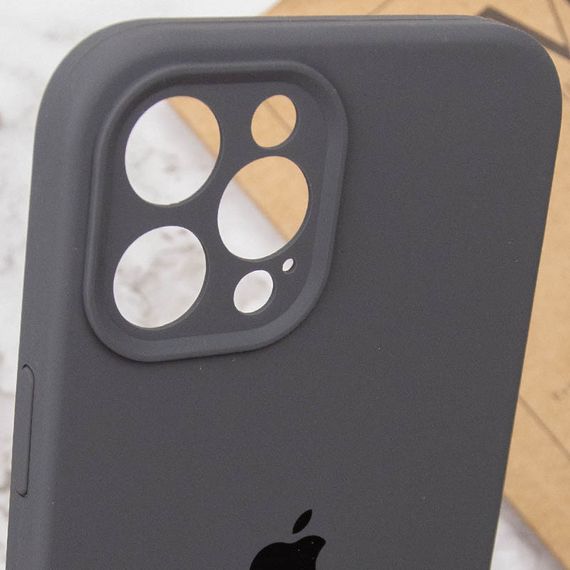 Чехол Silicone Case Full Camera Protective (AA) для Apple iPhone 12 Pro (6.1") Серый / Dark Gray | Зображення 5