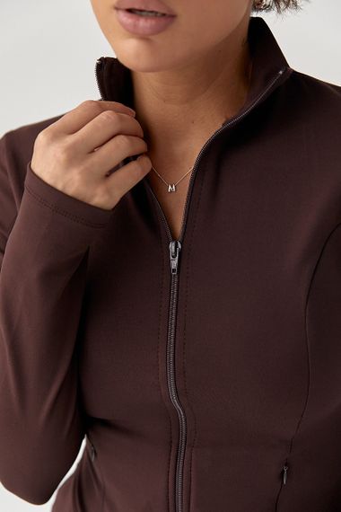 Спортивна еластична кофта на блискавці - коричневий цвет, M (є розміри) | Зображення 3