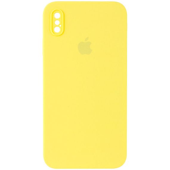 Чехол Silicone Case Square Full Camera Protective (AA) для Apple iPhone XS / X (5.8") Желтый / Yellow