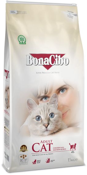 Сухий корм з куркою для котів BonaCibo Cat Adult Chicken & Rice with Anchovy, 15 кг | Зображення 2