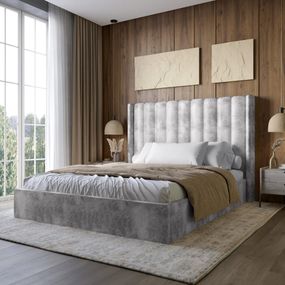 Двоспальне ліжко з підйомним механізмом LION Ніно 160x200 см SILK 302 Мраморний (LION-045059)