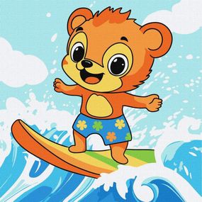 Картина по номерам "Лето. Медвежонок ловит волну" ©art_selena_ua KHO1250, 25х25 см