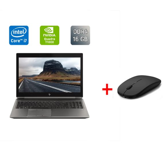 Мобильная рабочая станция HP zBook 15 G6 / 15.6" (1920x1080) IPS / Intel Core i7-9750H (6 (12) ядер по 2.6 - 4.5 GHz) / 16 GB DDR4 / 240 GB SSD / nVidia Quadro T1000, 4 GB GDDR5, 128-bit / TouchID / WebCam / HDMI б/у + Подарок Беспроводная мышь / USB