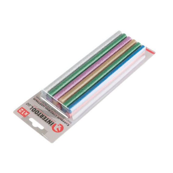 Комплект кольорових перламутрових клейових стрижнів 11.2*200 мм, 12 од. INTERTOOL RT-1035 | Зображення 1