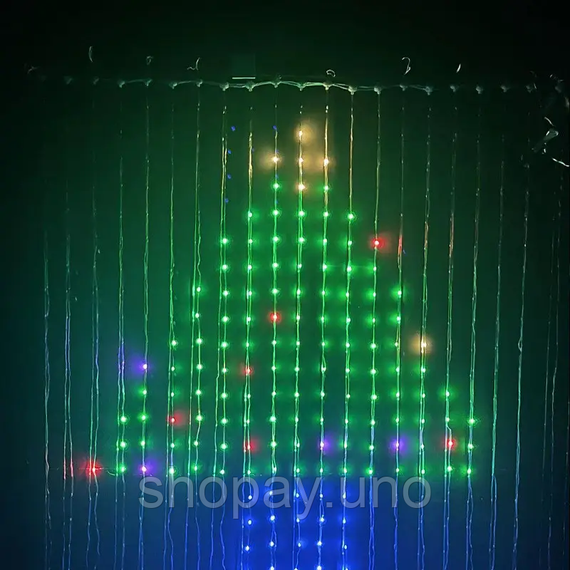 Гірлянда Штора від мережі 3х3 м 400LED RGB + пульт дистанційного керування, SF-1 / Розумна гірлянда з додатком на телефон | Зображення 4