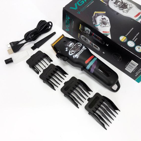 Машинка для стрижки волосся та бороди професійна VGR V-699 B з насадками та LED дисплеєм. Колір: чорний | Зображення 1