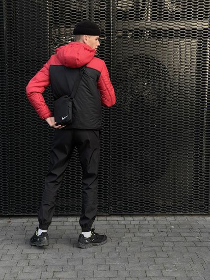 Комплект чоловічий Nike: анорак утеплений червоно-чорний + штани "President" чорні. Барсетка У Подарунок! | Зображення 3