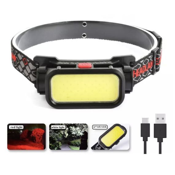 Ліхтар налобний BL-008+COB (white+red), червоне світло, водозахист, LK-745 вбудований акумулятор | Зображення 6