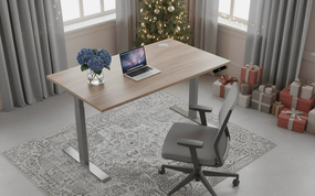 Стіл з електричним регулюванням висоти, двомоторний, 2-ступеневий, з однією заглушкою, сірий каркас, 1400х700х718-1223 мм