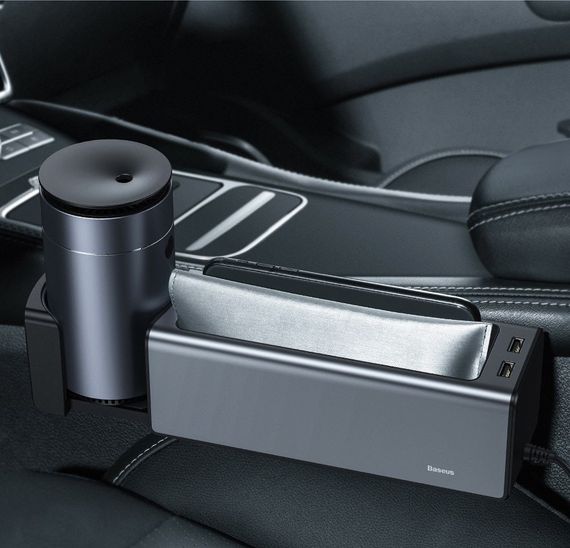 Автомобильный органайзер Baseus Deluxe Metal Armrest Console Organized CRCWH-A01 2 USB 5V/2A Черный | Зображення 5