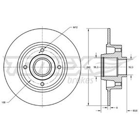 Диск гальмівний задній Nissan Note 06-13/ Renault Clio 05-14/ Megane 02-10/ Modus 04-(240x8), TX 72-011